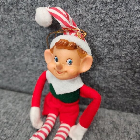 Felt Christmas ELF Hanging Ornament Pixie Knee Shelf Sitter Red White Stripes‎ - Picture 5 of 8